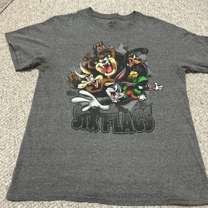 Six Flags Looney Tunes Grey‎ T-Shirt Size XL Kids